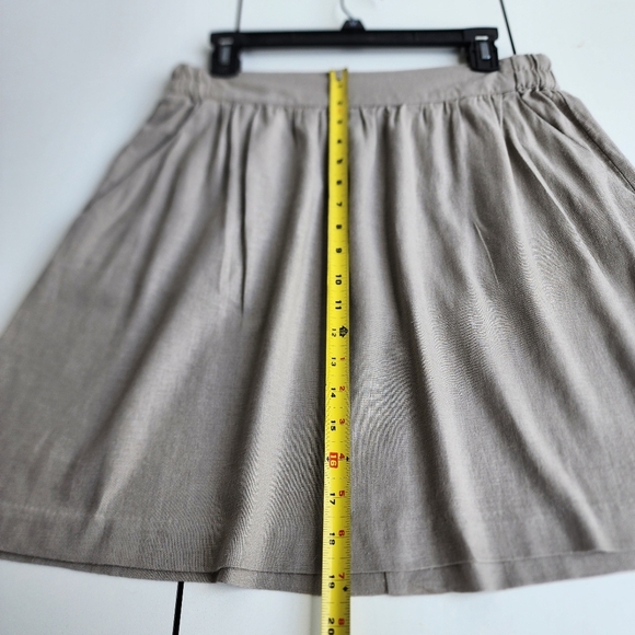 Ann Taylor Loft Linen Tan Gray Elastic Side-Pocket Comfy Straight Short Skirt S - Picture 4 of 9